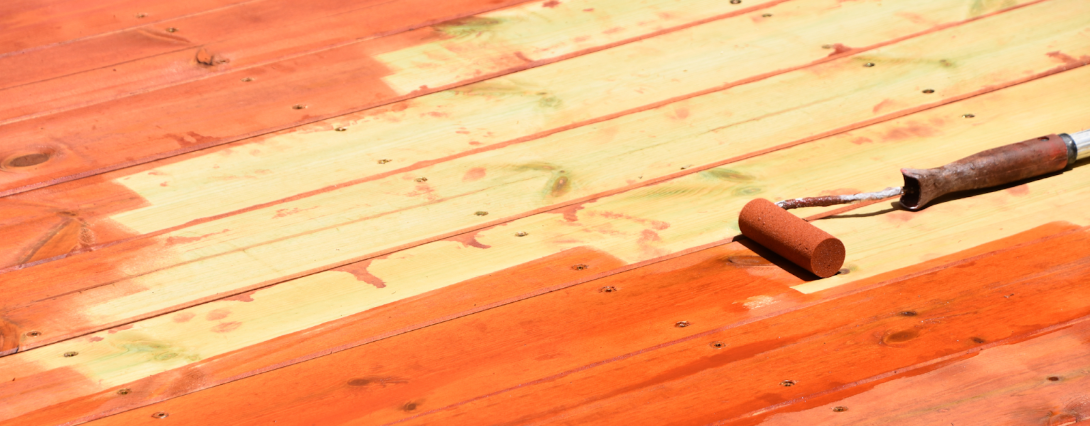 stained composite wood deck